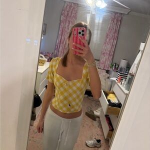 Yellow Gingham reformation top